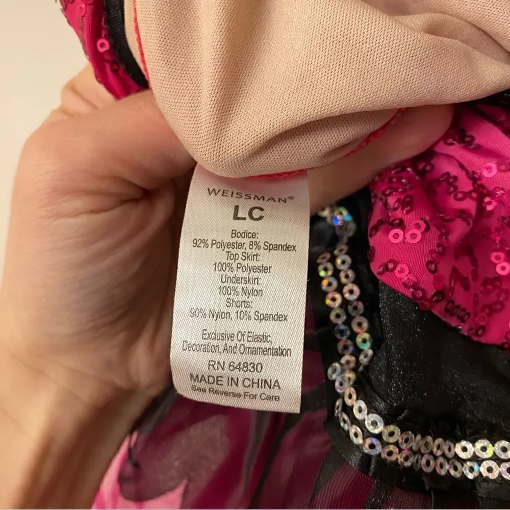 WEISSMAN Dance Costume hot pink sassy sequin tutu Glamorous 7955 Child LC